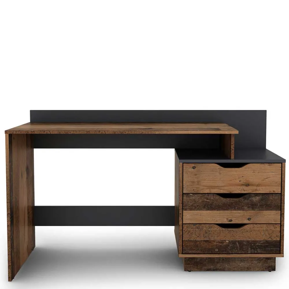 Kinder Wohnen Schreibtisch in Altholz Optik mit Anthrazit - Georgia