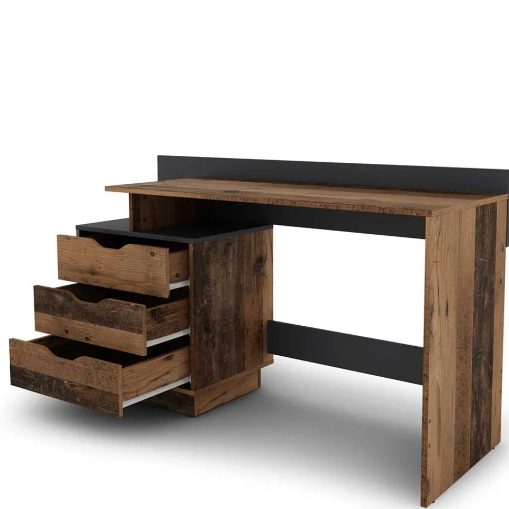 Kinder Wohnen Schreibtisch in Altholz Optik mit Anthrazit - Georgia