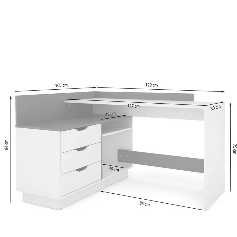 Wohnen Graue Möbel|Loft Möbel*Schreibtisch in Altholz Optik und Anthrazit - Egona