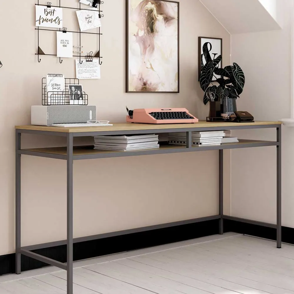 Wohnen Bürotische*Schreibtisch in Eiche Optik & Grau - Georgy