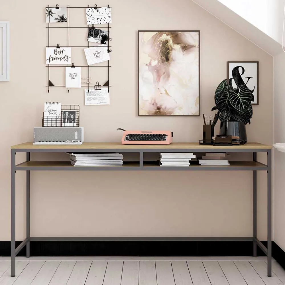 Wohnen Bürotische*Schreibtisch in Eiche Optik & Grau - Georgy