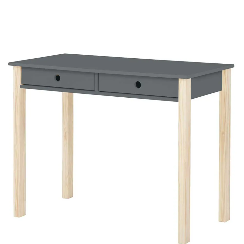 Kinder Wohnen Schreibtisch in Grau mit Kiefer - Bradley