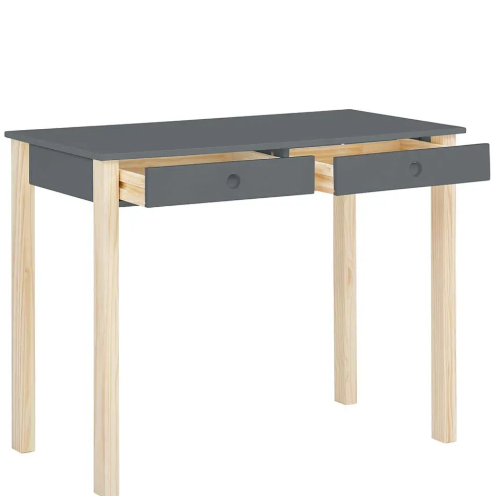 Kinder Wohnen Schreibtisch in Grau mit Kiefer - Bradley