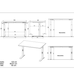 Wohnen Bürotische*Schreibtisch in Lichtgrau und Weiß - Vin