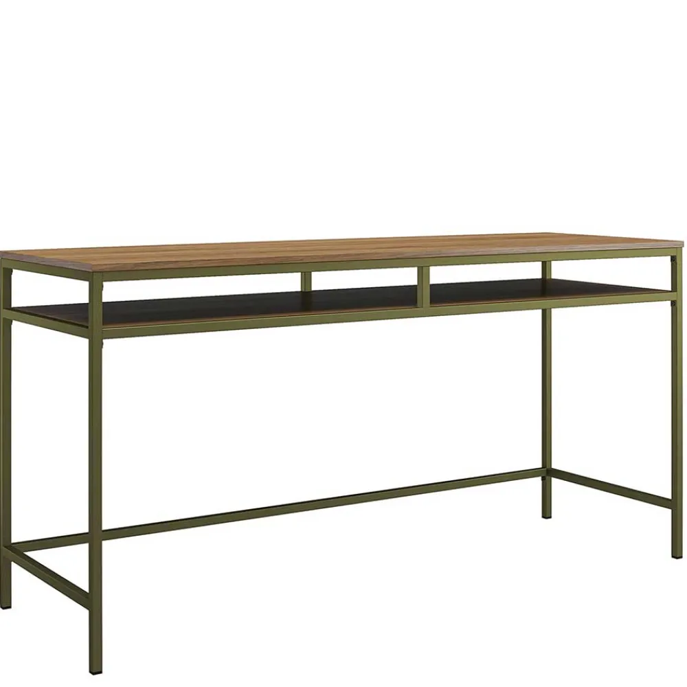 Wohnen Schreibtisch in Walnuss Optik und Oliv Grün - Cedreona
