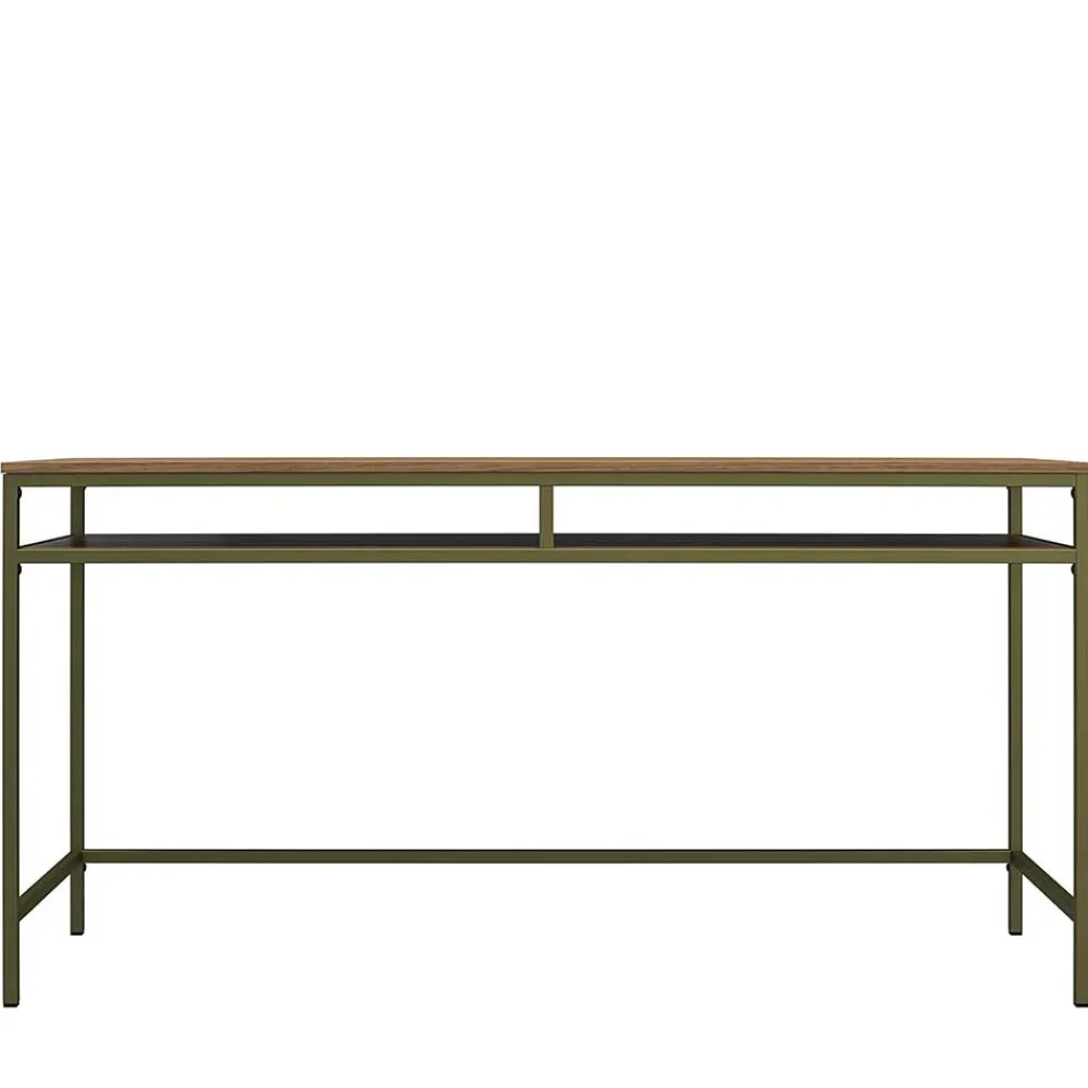 Wohnen Schreibtisch in Walnuss Optik und Oliv Grün - Cedreona