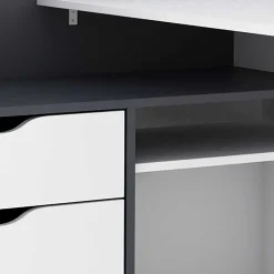 Wohnen Bürotische|Jugendzimmertische*Schreibtisch in Weiß und Anthrazit - Hugadano