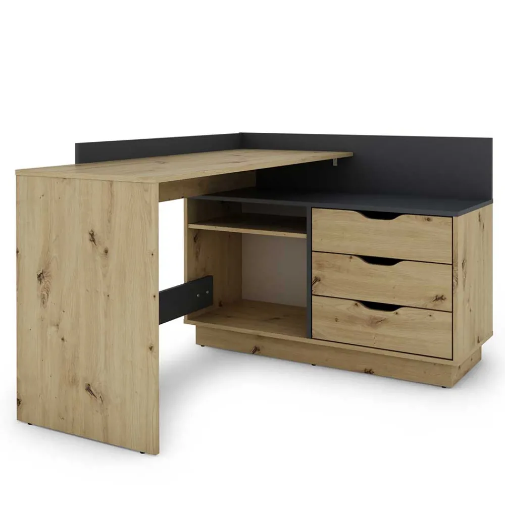 Wohnen Graue Möbel|Bürotische*Schreibtisch in Wildeiche NB & Anthrazit - Lician