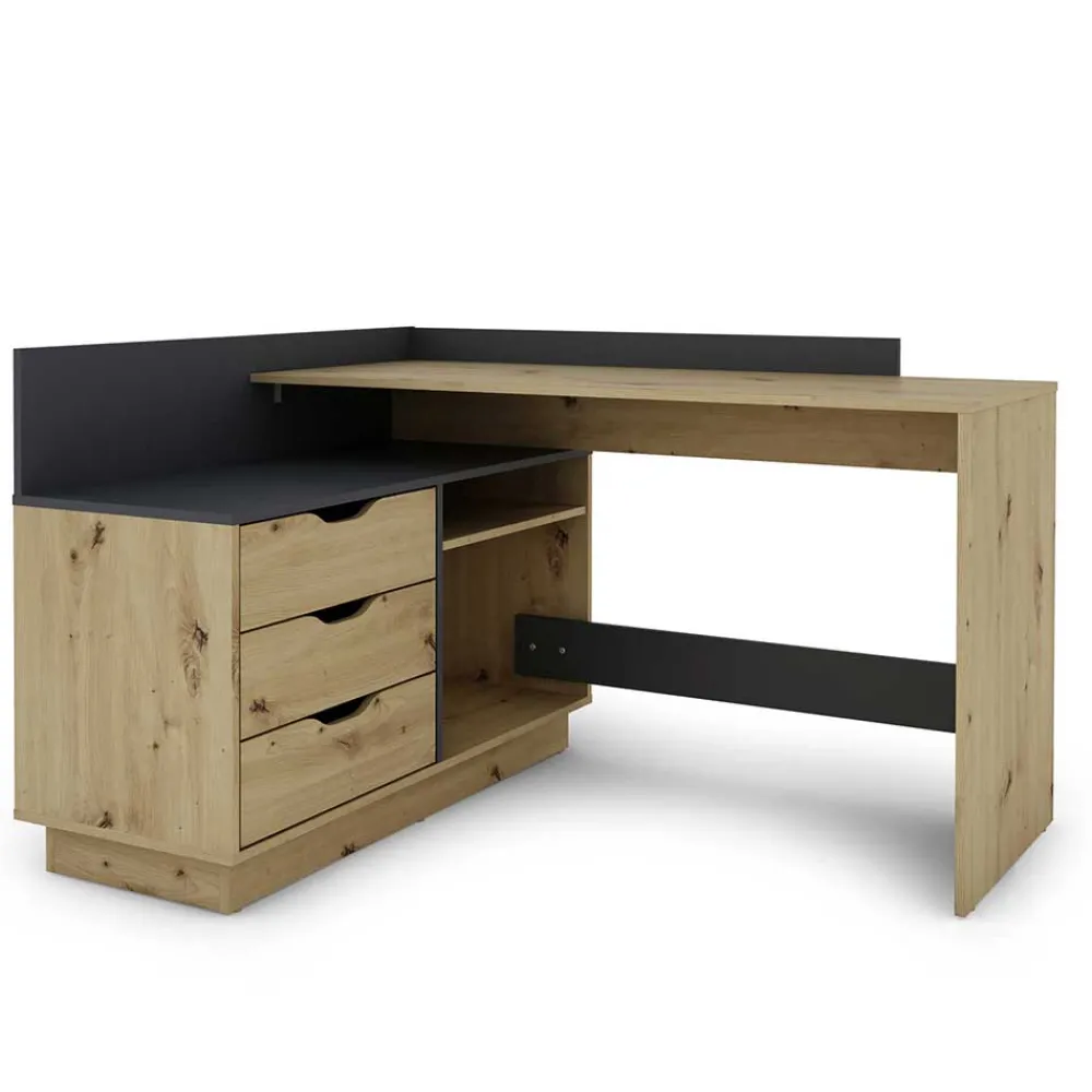 Wohnen Graue Möbel|Bürotische*Schreibtisch in Wildeiche NB & Anthrazit - Lician