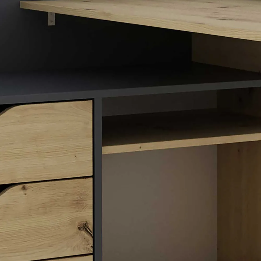 Wohnen Graue Möbel|Bürotische*Schreibtisch in Wildeiche NB & Anthrazit - Lician