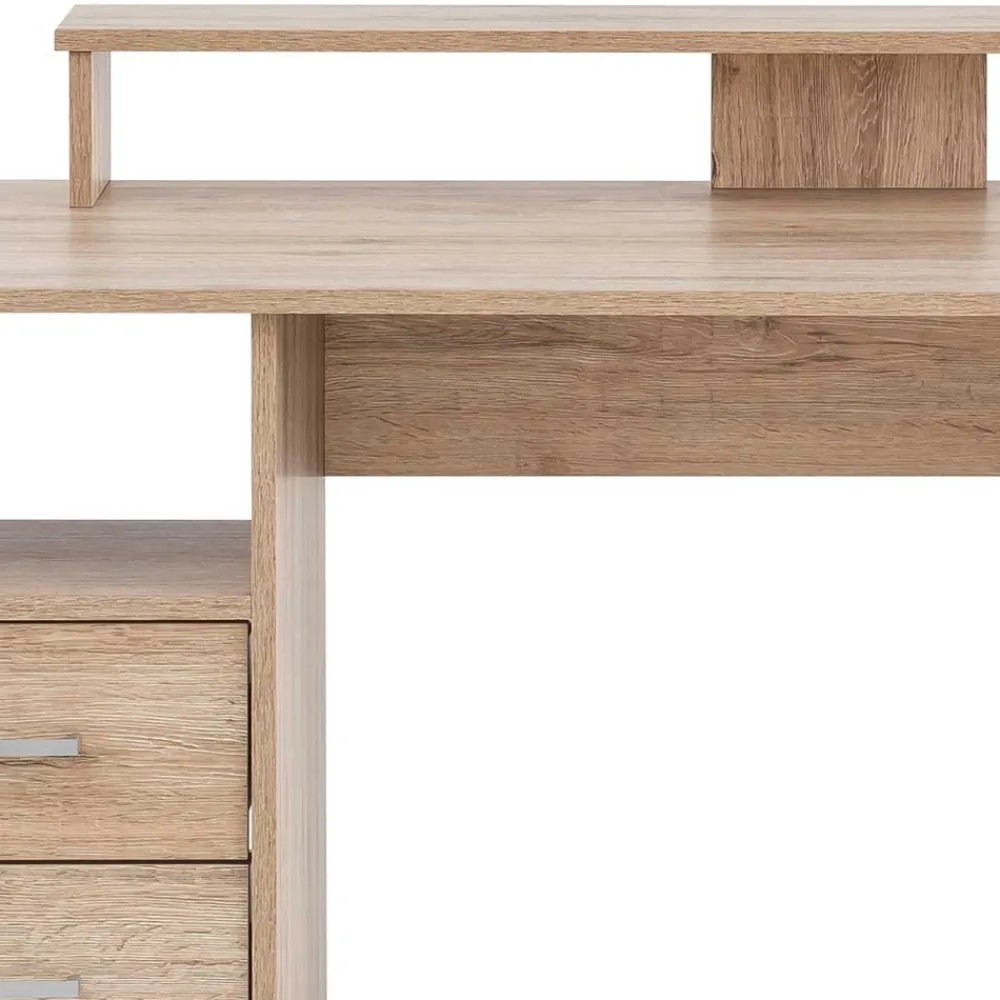 Wohnen Schreibtisch mit Aufsatz in Wildeiche Dekor - Kalizoa