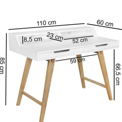 Wohnen Bürotische*Schreibtisch mit Aufsatz & zwei Schubladen - Hank