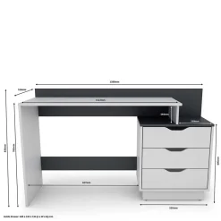 Kinder Wohnen Schreibtisch mit drei Schubladen und Aufsatz - Dotagon