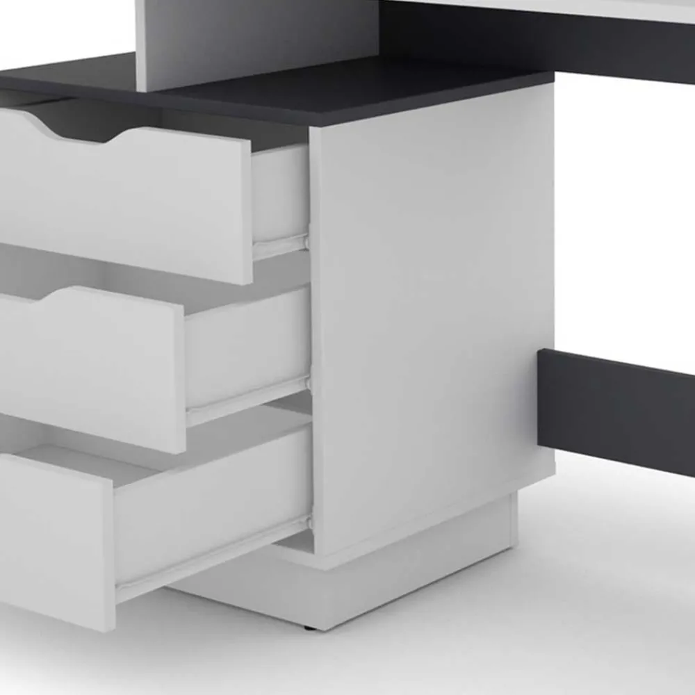 Kinder Wohnen Schreibtisch mit drei Schubladen und Aufsatz - Dotagon