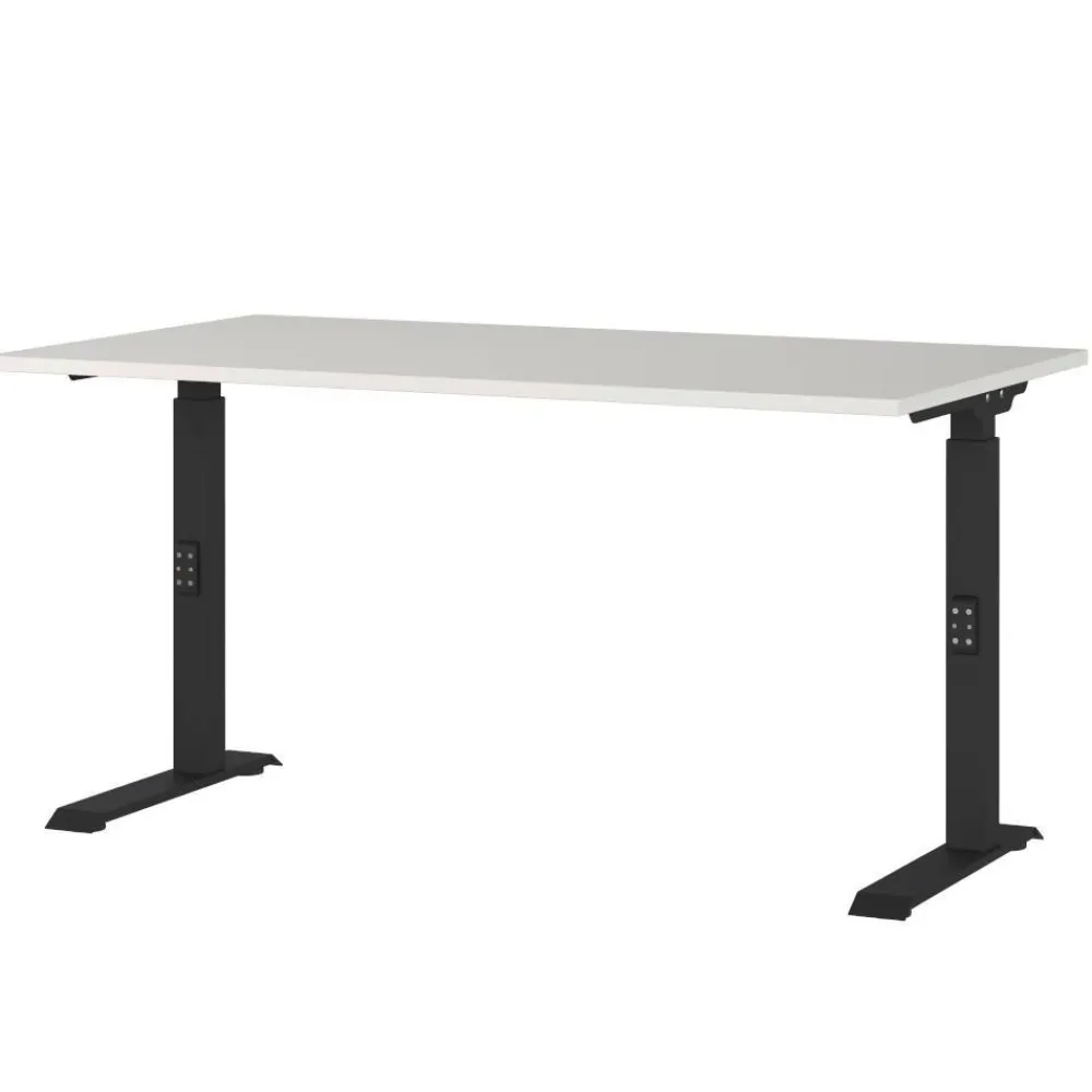 Wohnen Schreibtisch mit Höhenverstellung in Lichtgrau - Rapinus