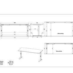 Wohnen Schreibtisch mit Höhenverstellung in Lichtgrau - Rapinus
