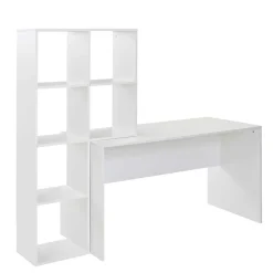 Wohnen Schreibtisch mit Regal 6 Fächer in Weiß - Intora