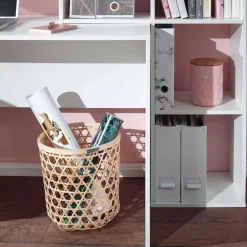 Wohnen Schreibtisch mit Regal 6 Fächer in Weiß - Intora