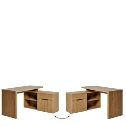 Kinder Wohnen Schreibtisch mit Seitenregal in Eiche Optik - Abacho