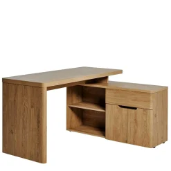 Kinder Wohnen Schreibtisch mit Seitenregal in Eiche Optik - Abacho