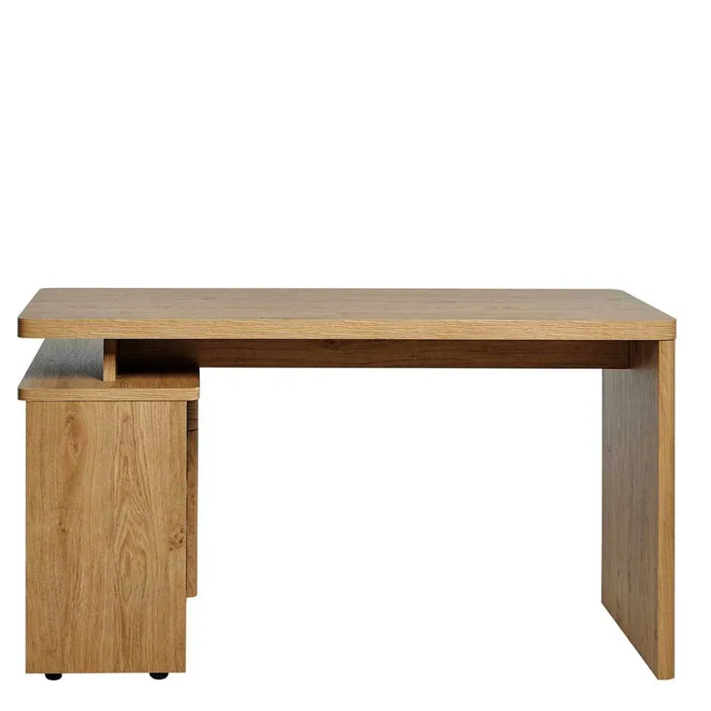 Kinder Wohnen Schreibtisch mit Seitenregal in Eiche Optik - Abacho