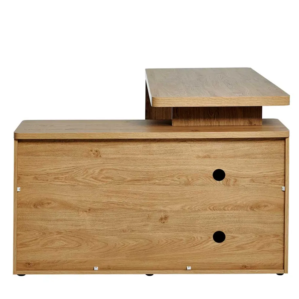 Kinder Wohnen Schreibtisch mit Seitenregal in Eiche Optik - Abacho