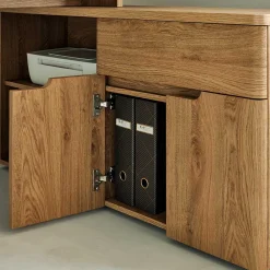 Kinder Wohnen Schreibtisch mit Seitenregal in Eiche Optik - Abacho