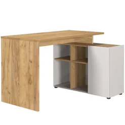 Wohnen Bürotische*Schreibtisch mit Seitenregal in Hellgrau - Chiron