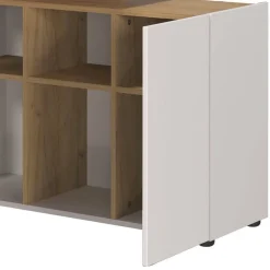 Wohnen Bürotische*Schreibtisch mit Seitenregal in Hellgrau - Chiron