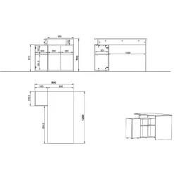 Wohnen Bürotische*Schreibtisch mit Seitenregal in Hellgrau - Chiron