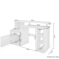 Kinder Wohnen Schreibtisch mit Stauraum und Aufsatz - Caveira
