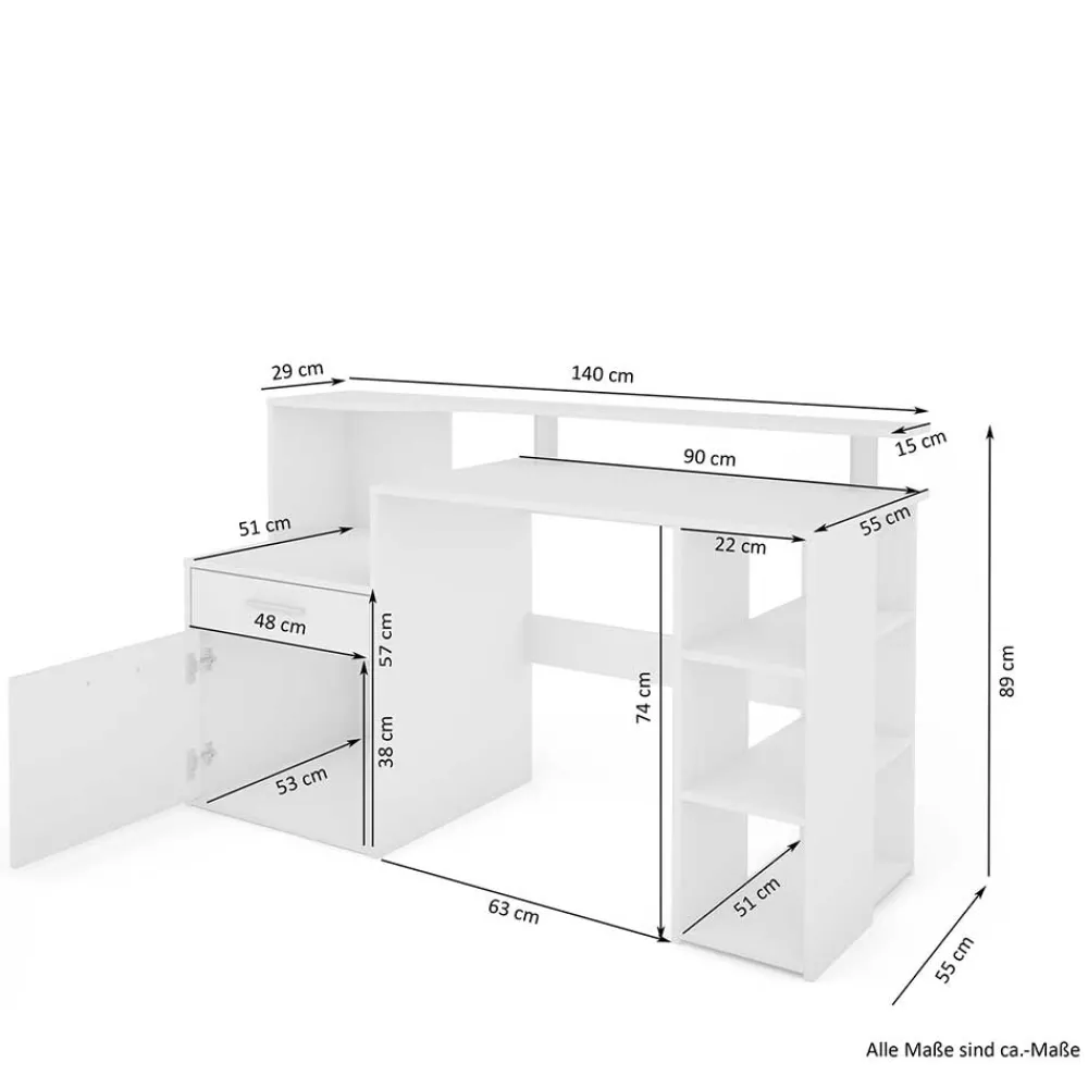 Kinder Wohnen Schreibtisch mit Stauraum und Aufsatz - Caveira