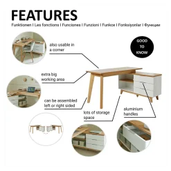 Wohnen Bürotische*Schreibtisch mit Stauraum als Eckausführung - Xuana