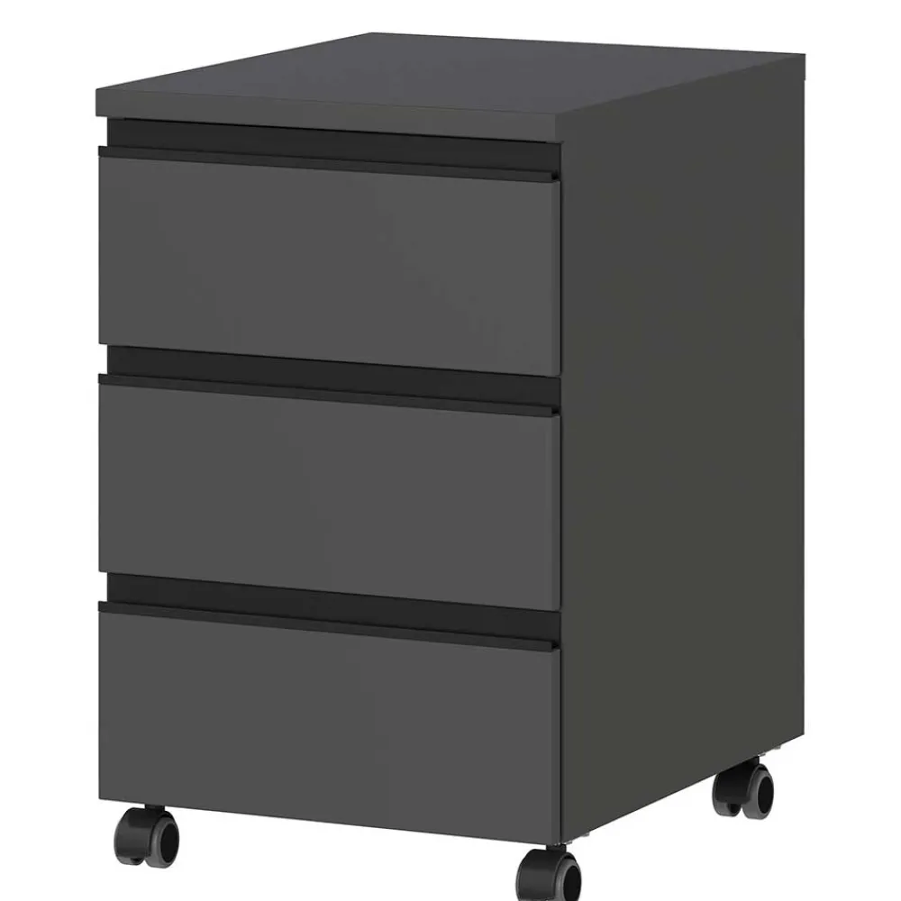 Wohnen Rollcontainer*Schreibtisch Rollcontainer in Dunkelgrau - Espnoz