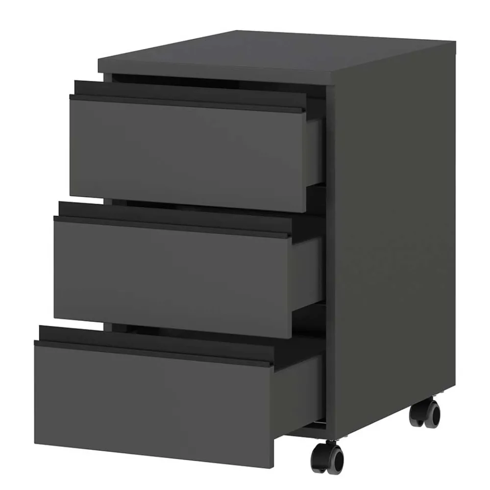 Wohnen Rollcontainer*Schreibtisch Rollcontainer in Dunkelgrau - Espnoz