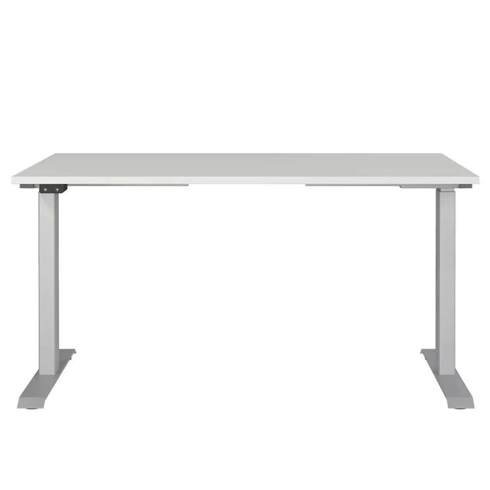 Wohnen Bürotische*Schreibtisch zum Sitzen und Stehen in Lichtgrau - Salko