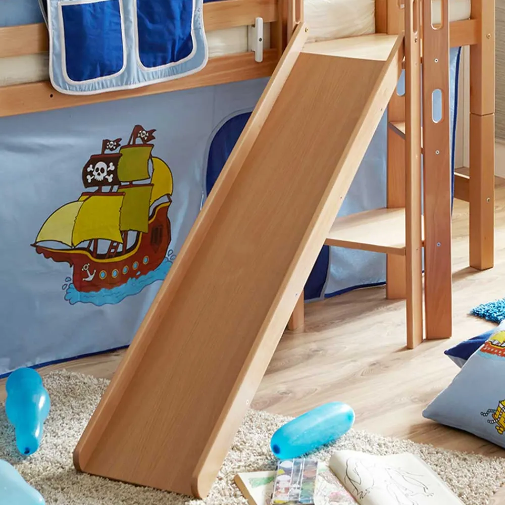 Wohnen Jugendbetten|Kindermöbel*Schräg Rutschen Hochbett in Natur Buche - Urak