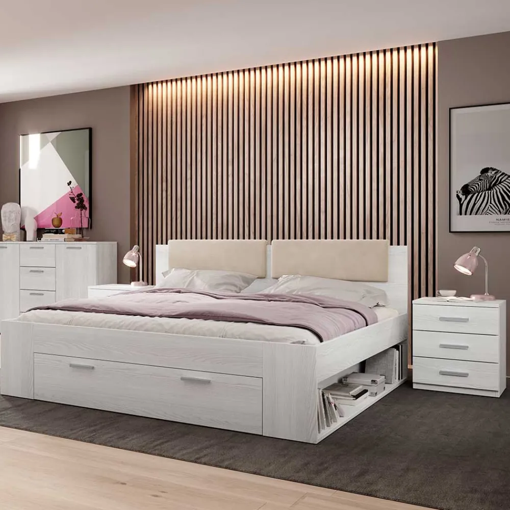 Wohnen Schubkastenbett in Weiß Esche Dekor - Pruducia