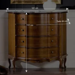 Wohnen Schubladen Kommode in Nussbaum Dentro im Barockstil