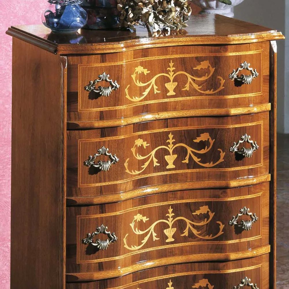 Wohnen Kommoden|Barock Möbel*Schubladen Kommode mit Bodenfreiheit Agosto in Nussbaum