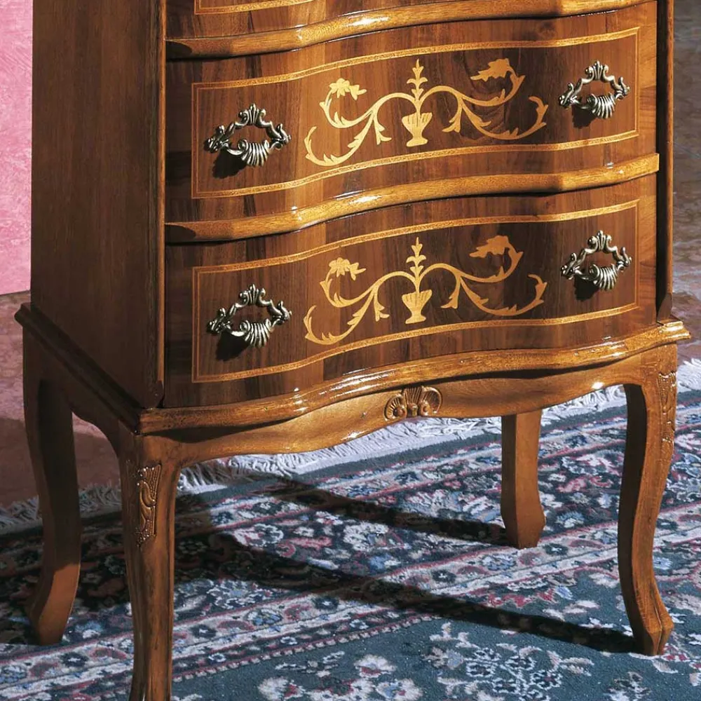 Wohnen Kommoden|Barock Möbel*Schubladen Kommode mit Bodenfreiheit Agosto in Nussbaum