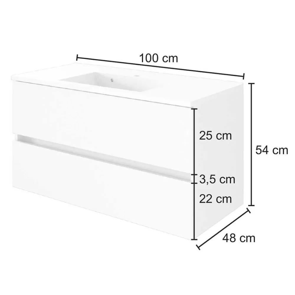 Wohnen Weiße Möbel|Waschtisch*Schubladen Waschtisch in 80cm oder 100cm - Vandan