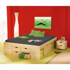 Wohnen Naturholzmöbel|Jugendbetten*Schubladenbett Oladrios aus Kiefer massiv (dreiteilig)