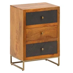 Wohnen Kommoden|Nachttische*3-Schubladen-Nachtkommode in Anthrazit Steinoptik - Posto