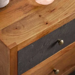 Wohnen Kommoden|Nachttische*3-Schubladen-Nachtkommode in Anthrazit Steinoptik - Posto