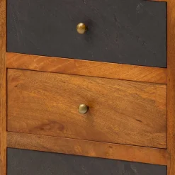 Wohnen Kommoden|Nachttische*3-Schubladen-Nachtkommode in Anthrazit Steinoptik - Posto