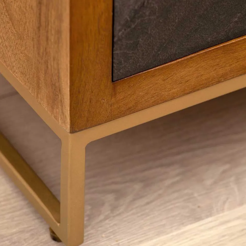 Wohnen Kommoden|Nachttische*3-Schubladen-Nachtkommode in Anthrazit Steinoptik - Posto