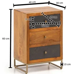 Wohnen Kommoden|Nachttische*3-Schubladen-Nachtkommode in Anthrazit Steinoptik - Posto