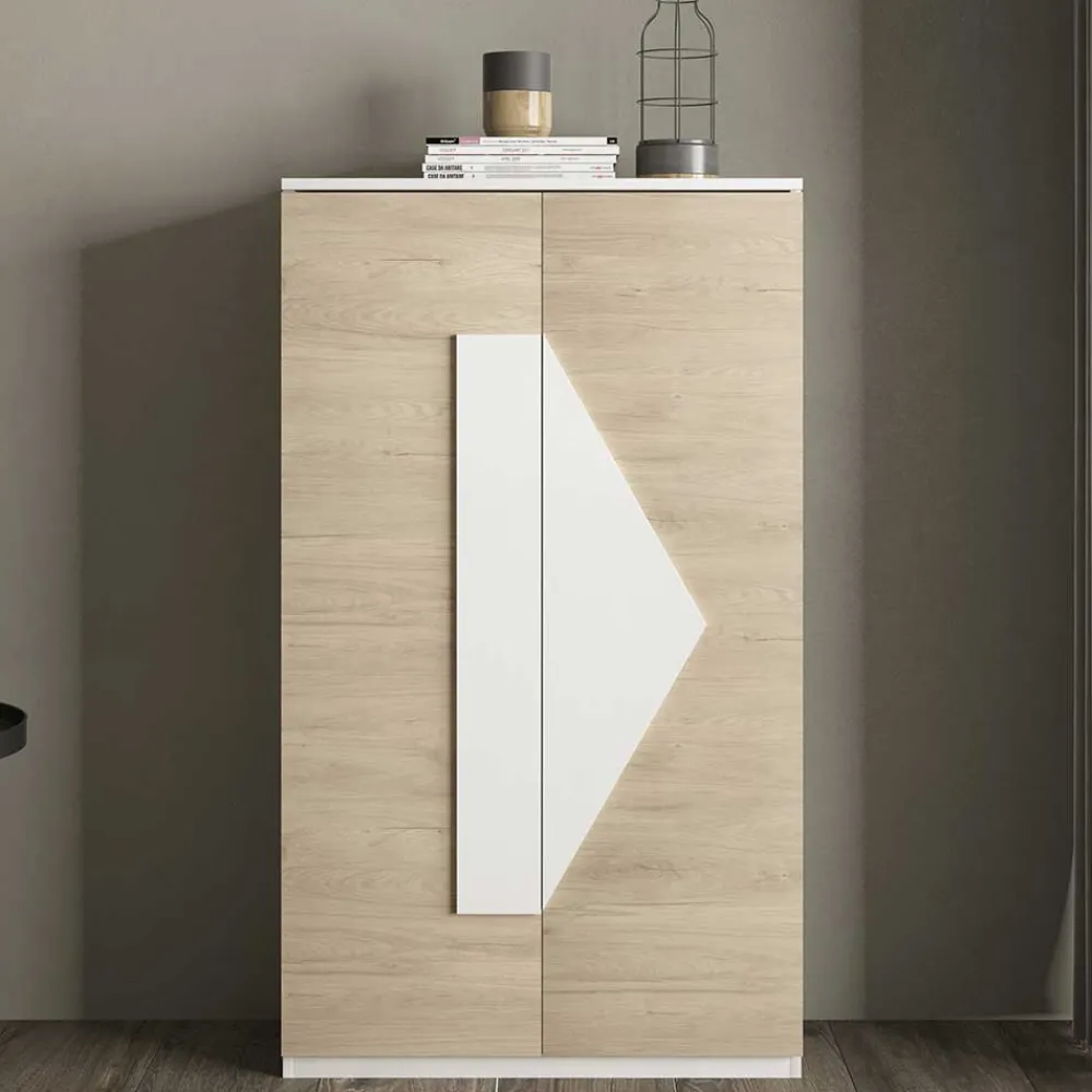 Wohnen Schuhschränke*Schuh Designschrank in Eiche Bianco & Weiß - Wilios