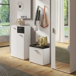 Wohnen Schuhschränke*Schuhbank in Weiß mit Schwarz - Massa